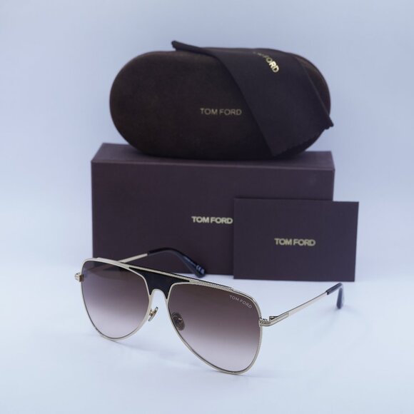 Tom Ford Ethan FT0935 28F Aviator Sunglasses - Gold/Brown - Picture 1 of 10